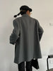 Contrast Color Ribbon Blazer Women's Notched Collar Loose Single Button Long Sleeves Split Suit Jacket