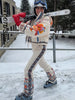 Winter Women's One‑piece Ski Suit Hooded Zipper Pocket Full Sleeve Coat Pant Suits Lady Warm Vacation Skiwear