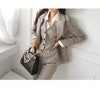 Korean Autumn Winter 3 Pieces Set Women Contrast Blazer + Vest And Simple Pants Casual Simple Office Lady Pants Suit