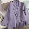 Korean Solid Color Lady Top Outwear Spring Autumn Long Sleeves Female Blazer Jacket Double-breasted Women Suit Coat