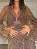 Vintage Sequin Sheer Mini Dress For Women Chic Floral Embroidery V-neck Long Sleeve Ruffled Hem Dresses Party Cocktail Dress