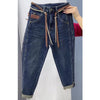 High Waist Harlan Jeans Women's Spring Autumn Large Size Embroidery Loose Ankle Length Jeans Denim Pants 5XL