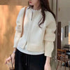 Autumn Winter Short Knitting Cardigan Women Solid Color Long Sleeve Round Neck Sweater Jacket Casual Zipper Sweater Coats