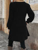 Elegant Plus Size Women's Dress Autumn Winter, Round Neck Long Sleeve Button Pocket Dress