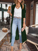 Women Solid Long Sleeve Velvet Jacket Lapel Collar Open Front Long Cardigan Coat With Pockets Fall Outerwear Maxi Duster