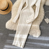 Autumn Winter Twist Women's Wrap Knitted Dresses Long Sleeve Sheath Knitwear Office Bodycon Dress Female