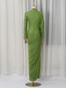Elegant Vintage Spliced Ribbon Dresses for Women Turtleneck Long Sleeve Irregular Folds Evening Maxi Dress Female