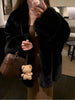 Faux Mink Fur Coat for Women Winter Thick Loose Hairy Casual Jacket Y2K Streetwear Long Sleeve Warm Fur Outerwear