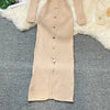Brand Autumn Knitted Long Dress Women Y2K Embroidery Long Sleeve Bodycon Sweater Dress Streetwear Robe