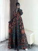 Pleated Print Foldable Collar Women's Long Sleeve Trench Coat Winter Original Design Cardigan Coat