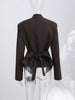 Solid Pleated Women's Jacket Chic V-neck Waist Cinched Single Breasted Tie Up Full Sleeve Coats Lady Autumn Woman Outerwear