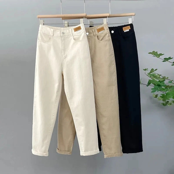 2026New Korean High Waist Denim pants Women's Autumn Casual Loose Khaki Harun pants Female Trousers Ladies