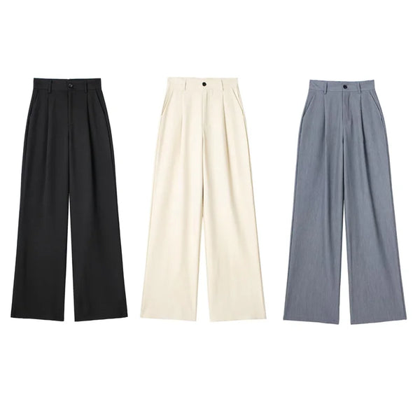 Women Wide leg Pants Baggy High Waist Pants Women's Wide Trousers Black Office wear Wide Pants Woman Autumn Trousers