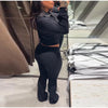 Zipper Plush Jacket Long Pants Lady Set Solid Color Lapel Jackets High Waist Slim Bell-Bottom Trousers Casual Women's Sets