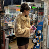 Women Chic Cropped Leopard Faux Fur Coat Contrast Black Fur Collar Cuff Button Short Furry Coats Lady Winter Chic Streetwear