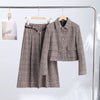 Houndstooth Blazer Set Women Lapel Collar Full Sleeve Coats Loose Long Trouser Lady Vintage Two Piece Outfit