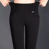 Spring Korean Black High Waisted Elastic Leg Pencil Pants Women's Solid Pockets Versatile Casual Straight Trousers