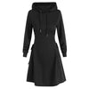 Women Autumn Sweatshirt Dresses Side Lace-Up Waist In Long Sleeve Solid Color Hooded Pullover Tops Casual Long Loose Hoodies