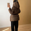 Winter Women's Down Jackets Ultra Light Warm Cusual Coat Female Puffer Jacket With Belt Plus Size Hooded Short Parka