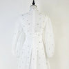 Spring Vintage Diamond Dress Women Stand Collar Lantern Sleeves Single Breasted Elegant Party Dresses Ladies Chiffon Long Robe