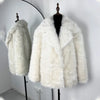 Faux Fur Lapel Coat Women's Elegant Solid Loose Lace-Up Leisure Jacket Winter Female Keep Warm Fur Coat