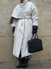 Women's Long Jackets Detachable Shawl Lace Up Waist Cinching Padded Coats Winter Lady Full Sleeve Solid Loose Coat Outerwear