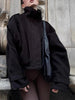 Vintage Loose Stand Collar Woolen Coat for Women Casual Solid Full Sleeve Warm Cropped Overcoat High Street Outwear