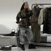 Camouflage Stand Collar Jackets Women's Casual Zipper Drawstring Waist-cinching Pockets Coat Autumn Ladies Outwear