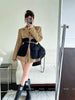 Original Design Blazer Women Loose Spliced Pocket Korean Shrug Notched Single Breasted Blazer Mujer Femal with Belt