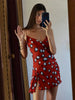 Contrast Polka Dot Sheer Short Dress Women Chic Lapel V-neck Long Flare Sleeves With Wrap Tie Dresses Layered Daily Ootd Styling
