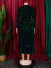 Vintage Sequin Women Church Swing Dresses Long Sleeve O-Neck High Waist Elegant Glitter Banquet Party Evening Dress