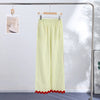 Striped Patchwork Scalloped Trim Trousers Women Street Elastic Waist Pocket Panelled Loose Wide Leg Pants Chic Ladies Partywear