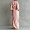 Bohemian Casual Solid Split Long Dresses Woman Elegant V Neck Pocket Maxi Dress Spring Long Sleeve High Waist Draped Party Dress