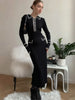 Ruffled Knit Dress Women Autumn Ribbed Contrast Long Sleeve High Waist Lapel Gown Dress Knitwear Ladies Maxi Dress