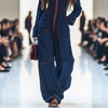 Women Retro Patchwork Elegant Playsuits Autumn Simple Chic Wide Leg Pants Jumpsuits Holiday Long Sleeve Ladies Bodysuits