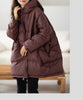 Lagabogy Winter Women White Duck Down Jacket Casual Loose Over Size Warm Parka Female Drawstring Hooded Puffer Coat