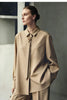 Minimalist Women Stripe Shirt Autumn Lapel Concealed Placket Loose Wide Leg Pants Casual Trousers Separate 12623109