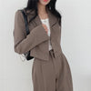 Suit Coat 2 Piece Set Women Blazer Jacket Straight Pants Ensemble Single Breasted Turn Down Collar Trousers Office Lady Outfits