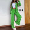 2 Pcs Set Women s Formal Coat Pants Set Autumn Winter Long Sleeves Jacket Loose Striped Wide Leg Casual Suit Outfit