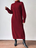Winter Knit Dresses Women Turtleneck Straight Long Dress Autumn Solid Full Sleeve Thick Casual Vestidos Basis Lady