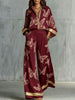 Women Butterfly Print 2 Piece Outfit Shirt Wide Leg Pants Set Golden Trim Lapel Zipper Solid Trousers Holiday Matching Suit