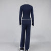 Women's Clothing Cardigan Slim Long Sleeve Low Waist Long Pants Sweater Solid Color Two Piece Outfits Woman Simple Style Casual