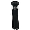 Patchwork Sexy Hollow Out Sheer Mesh Women Maxi Dress Turtleneck Ruched Dress Spring Slim Elegant Party Evening Dress