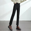Women's Winter Fleece Warm Jeans Retro Elastic Thickened Comfortable Straight Korean Casual Female Velvet Denim Pants