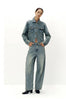 Women Jeans Washed Curved Barrel Loose Draping Wide Leg Autumn Retro Street Style Denim Bottoms Daily Wear