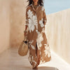 Spring Long Dresses For Women Casual Loose Long Sleeve Shirt Dress Women Pocket Button Print Shirts Dress Vestido