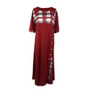Women's Irregular Lattice Patchwork Long Dresses Vintage Buttons O Neck Half Sleeves Casual Lady Commuting Dress