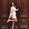 Solid Color Jacquard Glossy Satin Tops Women Chic Stand Collar Single Breasted Slim Fit Short Coats Lady Daily Outwear