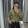 Mixed Color Fringed Round Neck Short Tweed Jacket Elegant Loose Women's Outwear Autumn Casual Street Daily Outfit