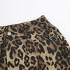 Vintage Leopard Print Denim Jean Women Y2K Casual High Waist Straight Pencil Long Pants Harajuku Streetwear Chic Female Trousers